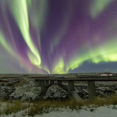 Aurora Bridge Crossing Jokulsa A Dal