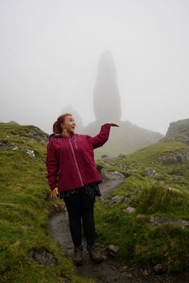 Rachel at the Old Man of Storr