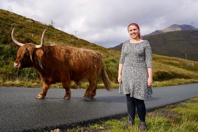 Rachel with one of the Elgol Road coos